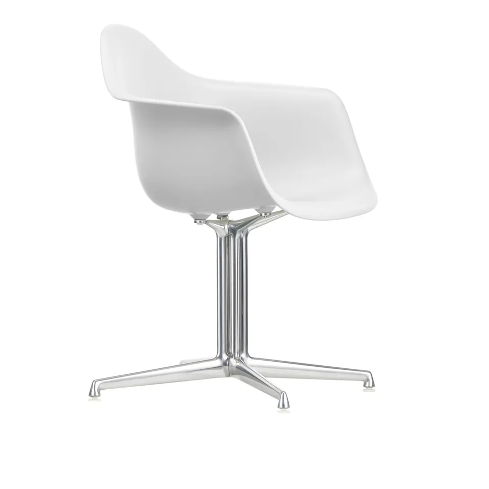 Eames RE Plastic Armchair DAL 85 Cotton White, Aluminium Polished