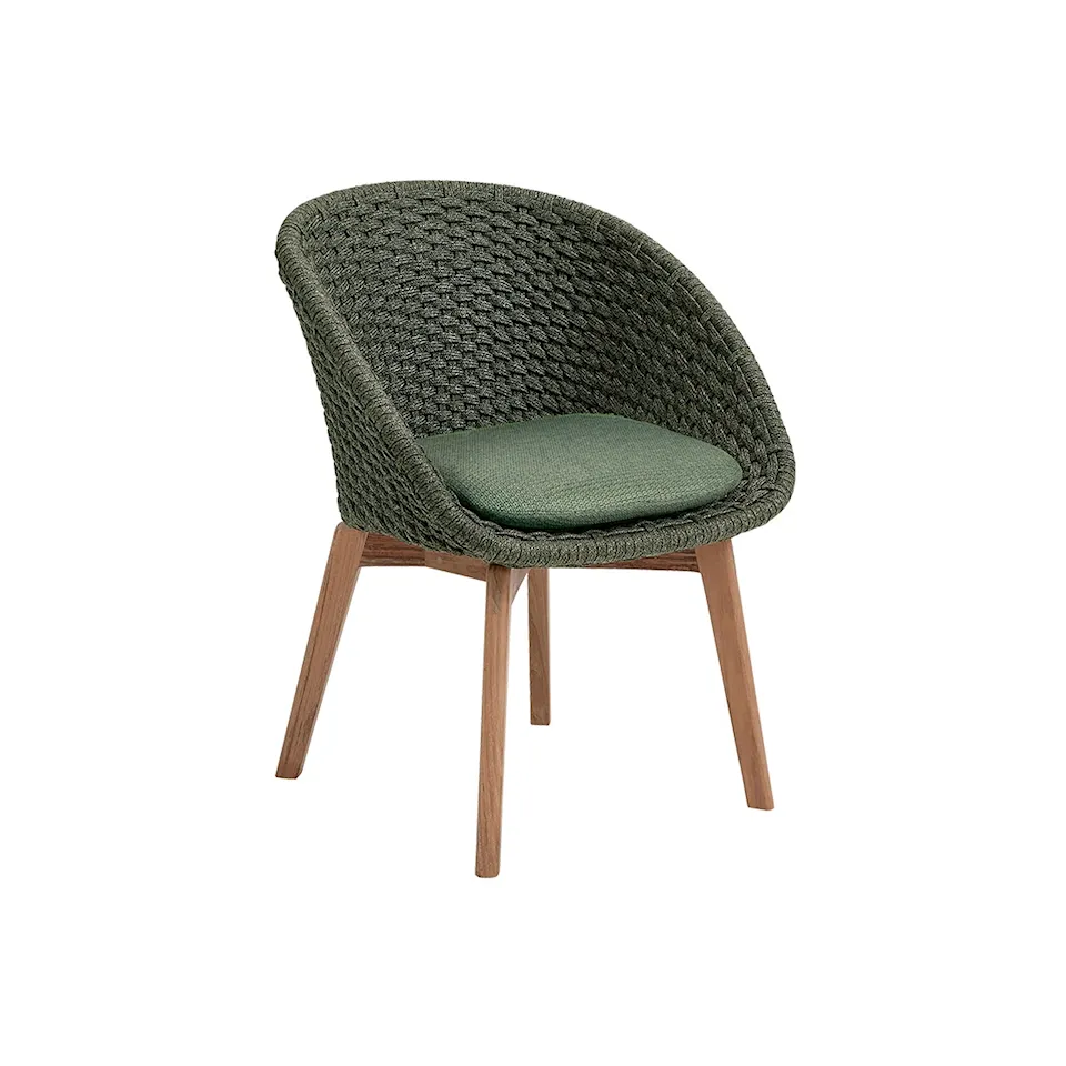 Peacock Stol, Teak/Dark Green, Inkl. Dyna