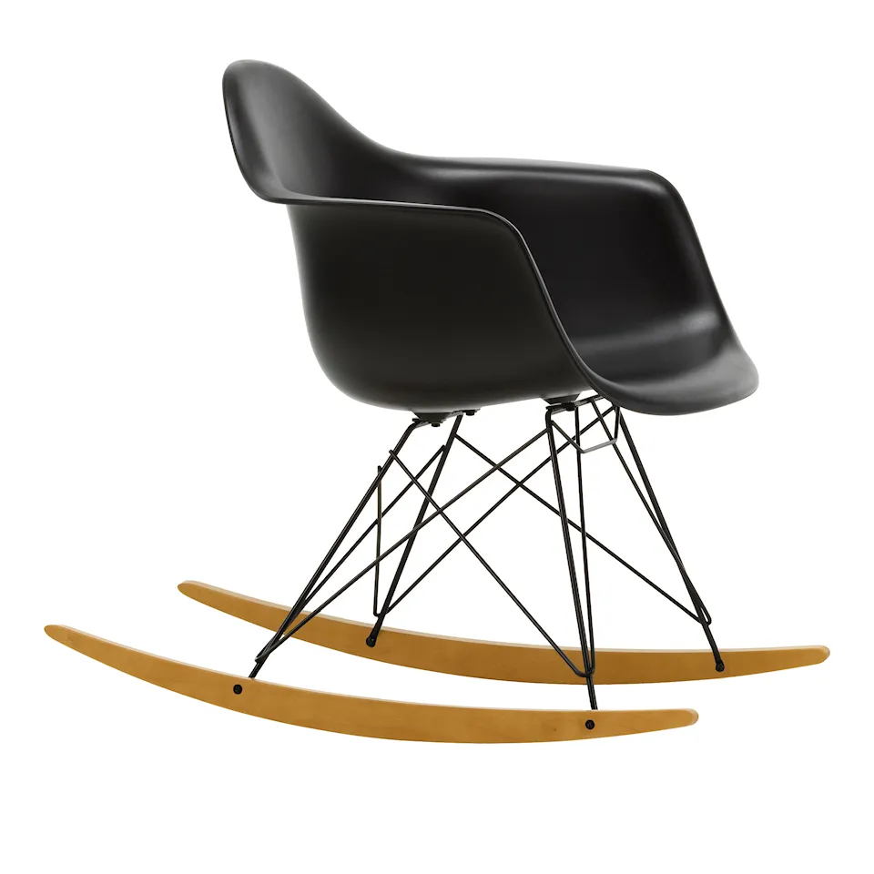 Eames Plastic Armchair RAR - 12 Deep Black - Basic Dark Base - Golden Maple