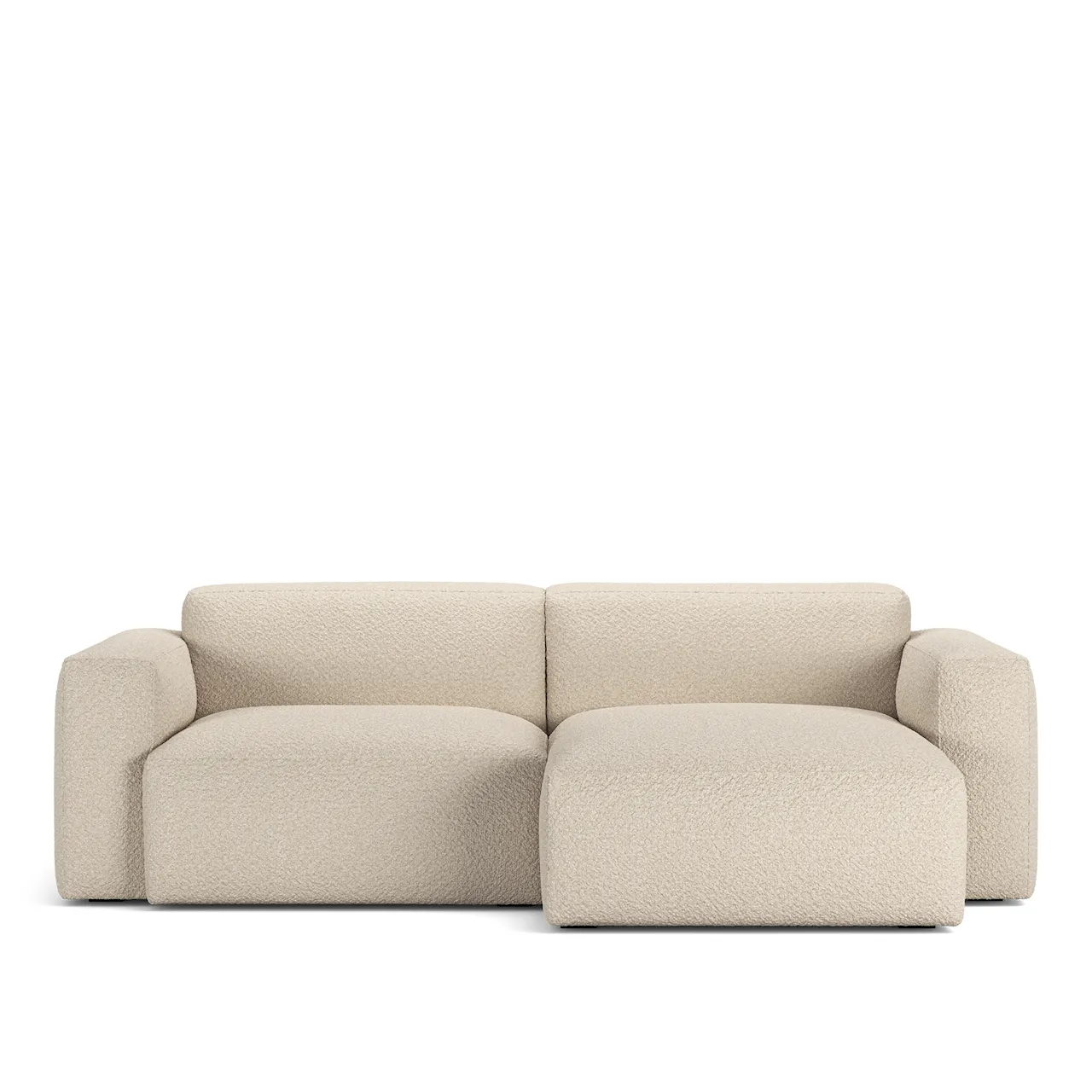 Brick 2-Seater Chaise Lounge Right Shadow Beige Fixed Upholstery