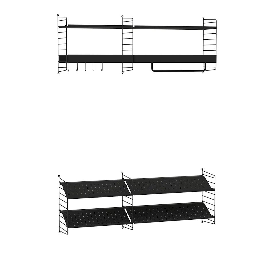 Hall hyllsystem H black svart/svart