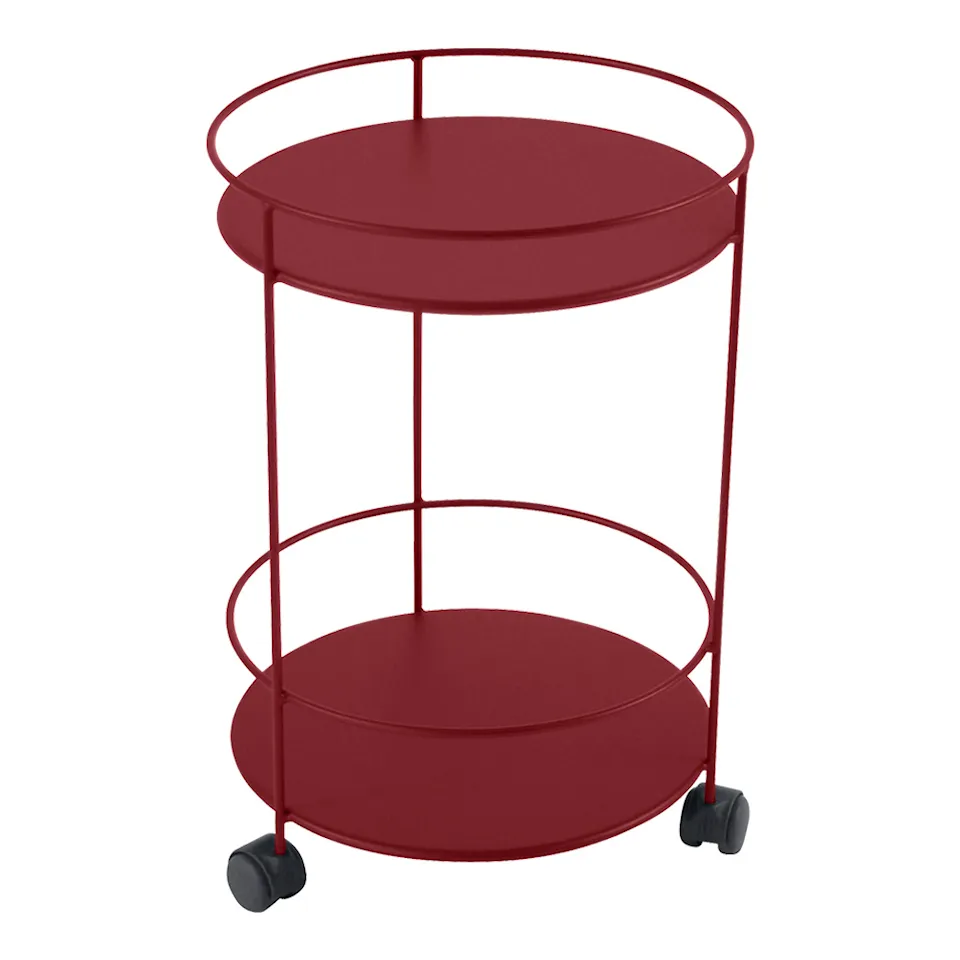 Guinguette Side Wheeled Table With Solid Double Top Chili 43