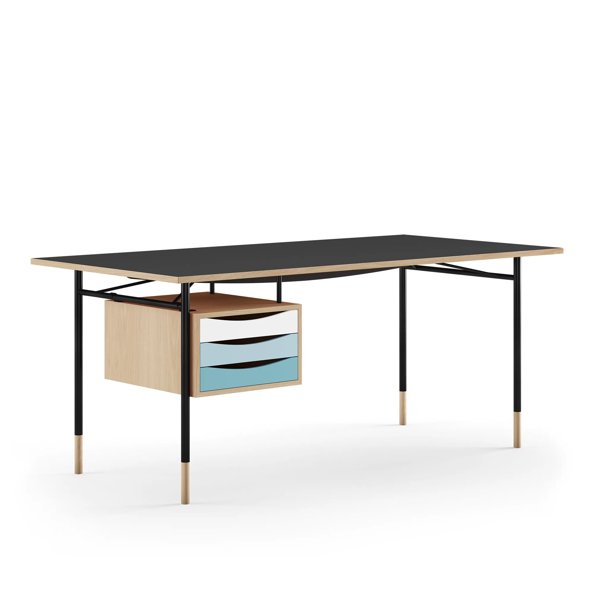 Nyhavn skrivbord 170 cm Cold med lådor Black - 1