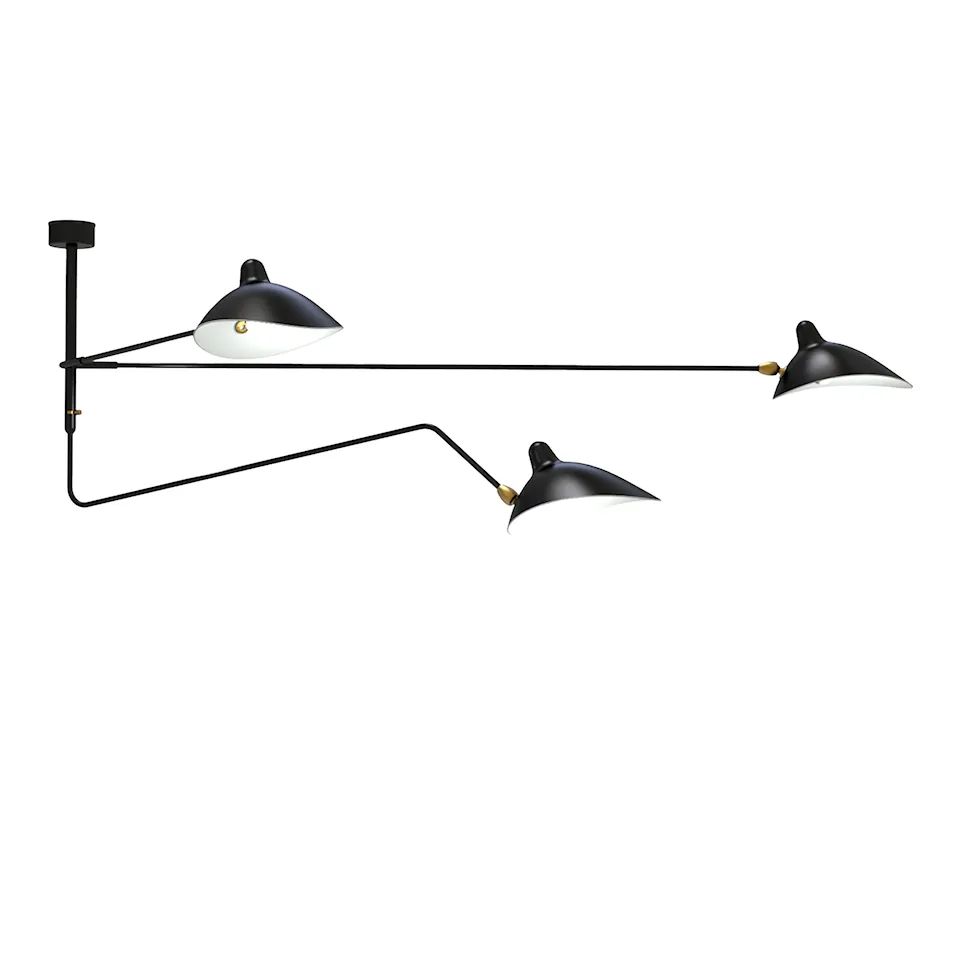 Three Arm, One Curved Rotating Arm taklampa