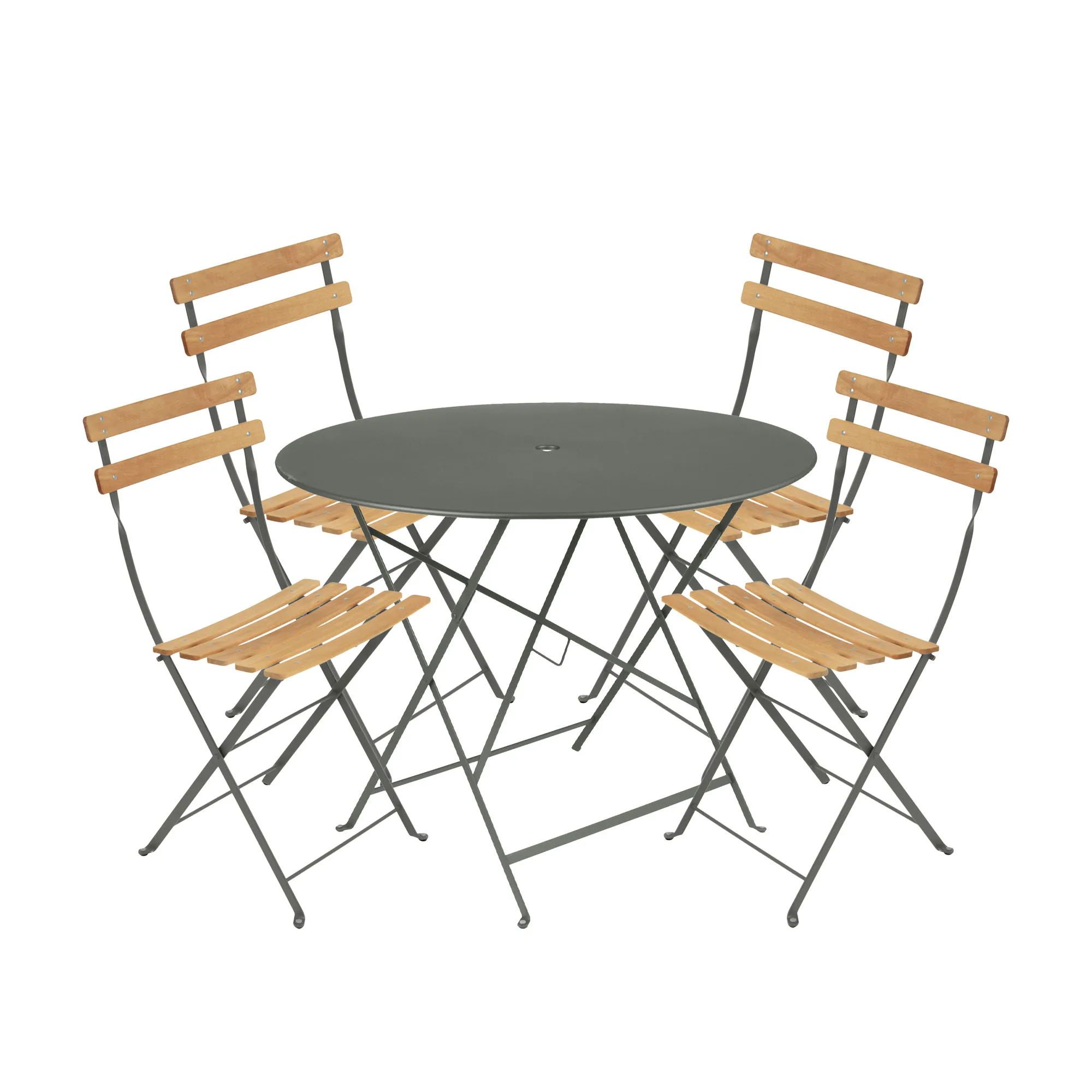 Bistro matgrupp Ø96cm & 4 trä stolar - 1