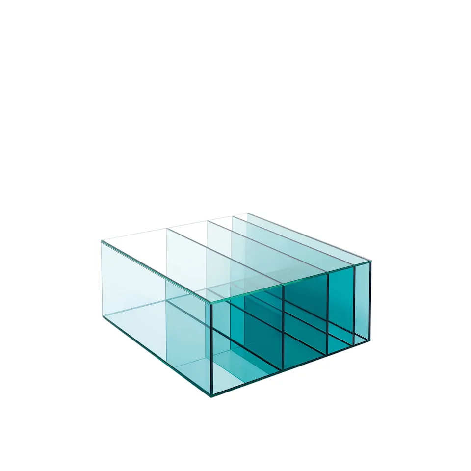 DEE01 Deep Sea Low table, Blue tone Glass, Transparent extralight glass