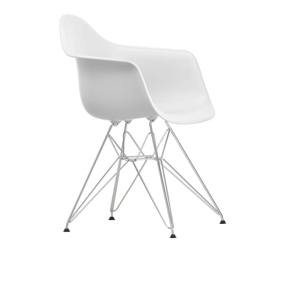Eames RE Plastic Armchair DAR 85 Cotton White Chrome