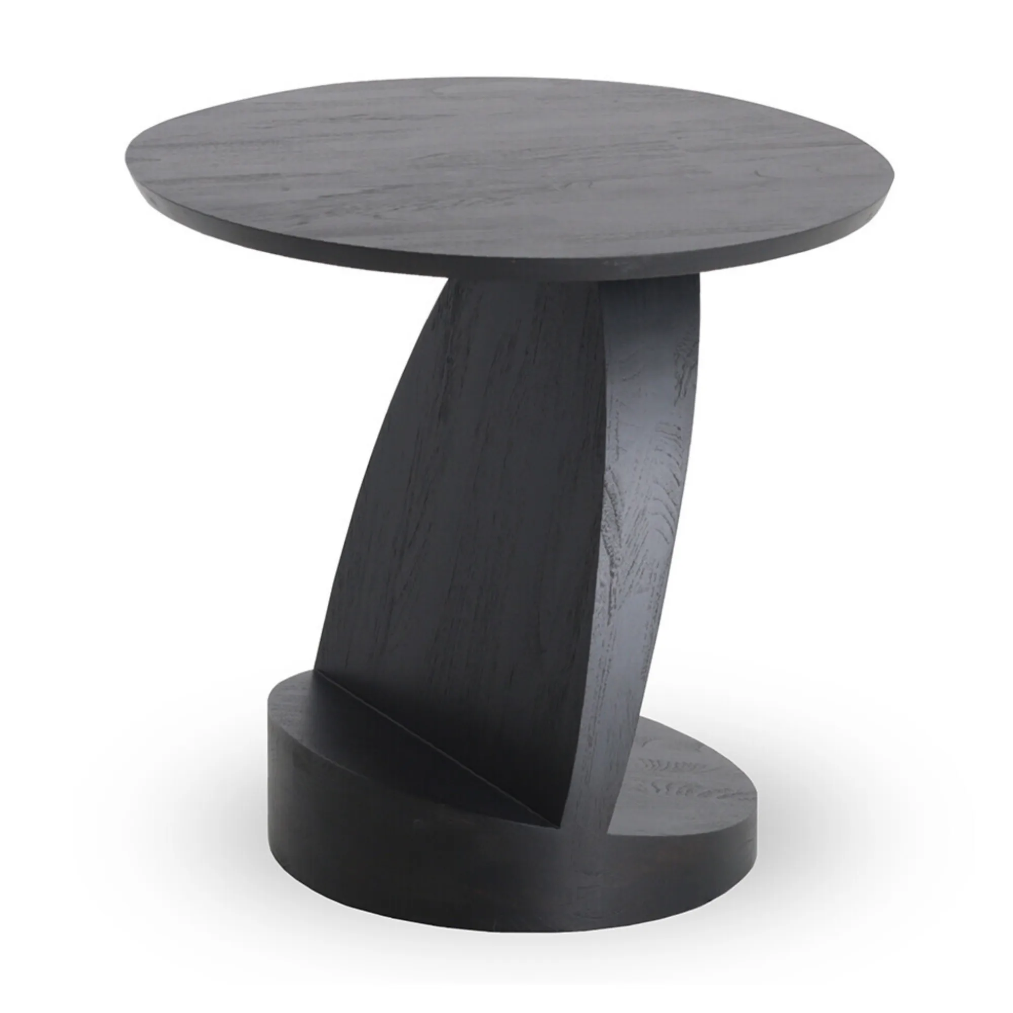 Teak Oblic Black Side Table - 1