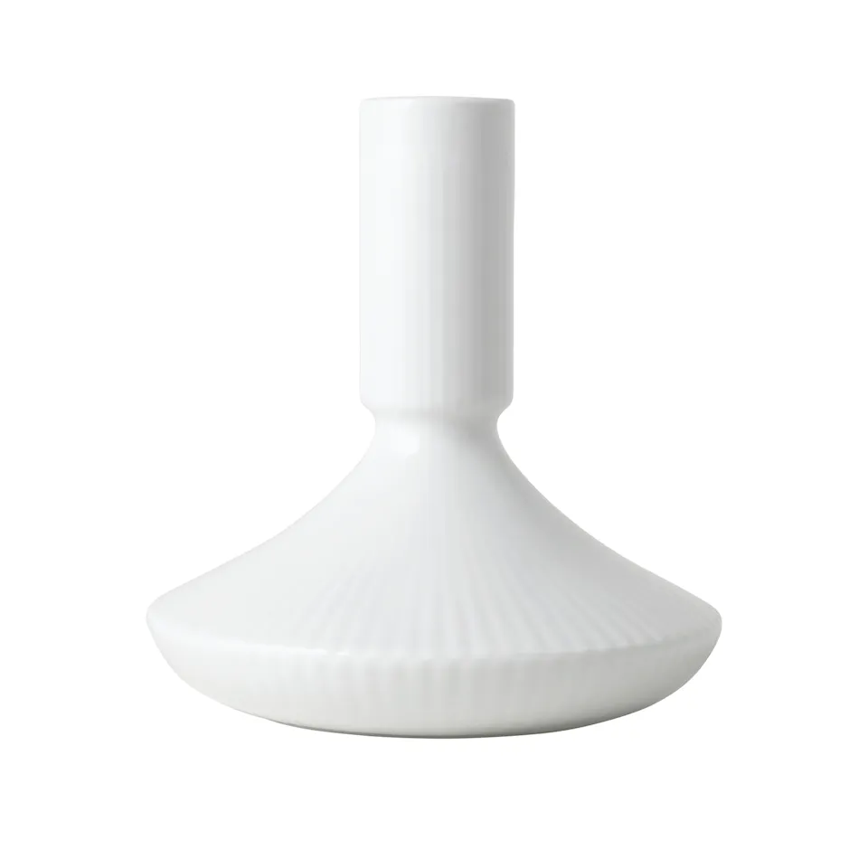 White Fluted Ljusstake 12 cm