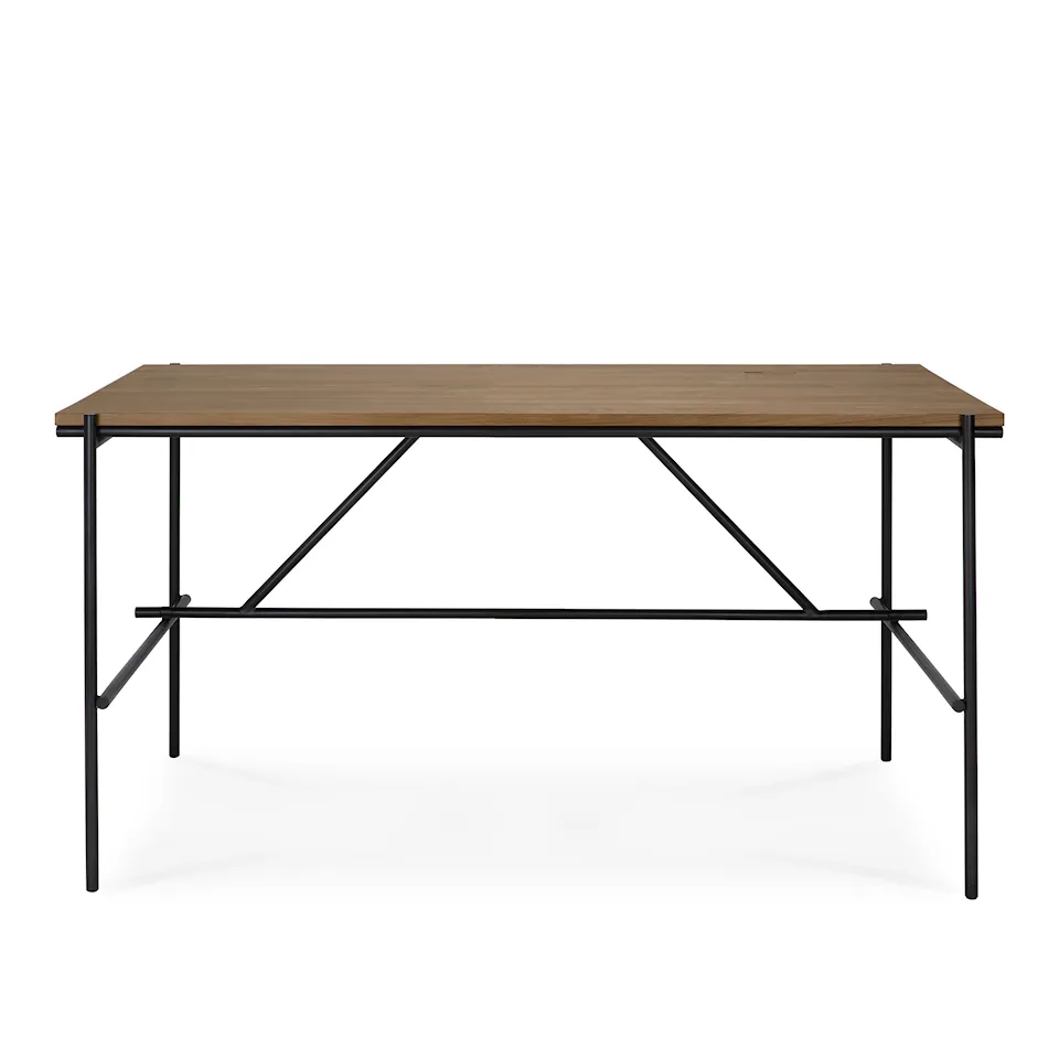 Oscar Desk - Teak - Rectangular - With Cable Management, 140 x 70 cm