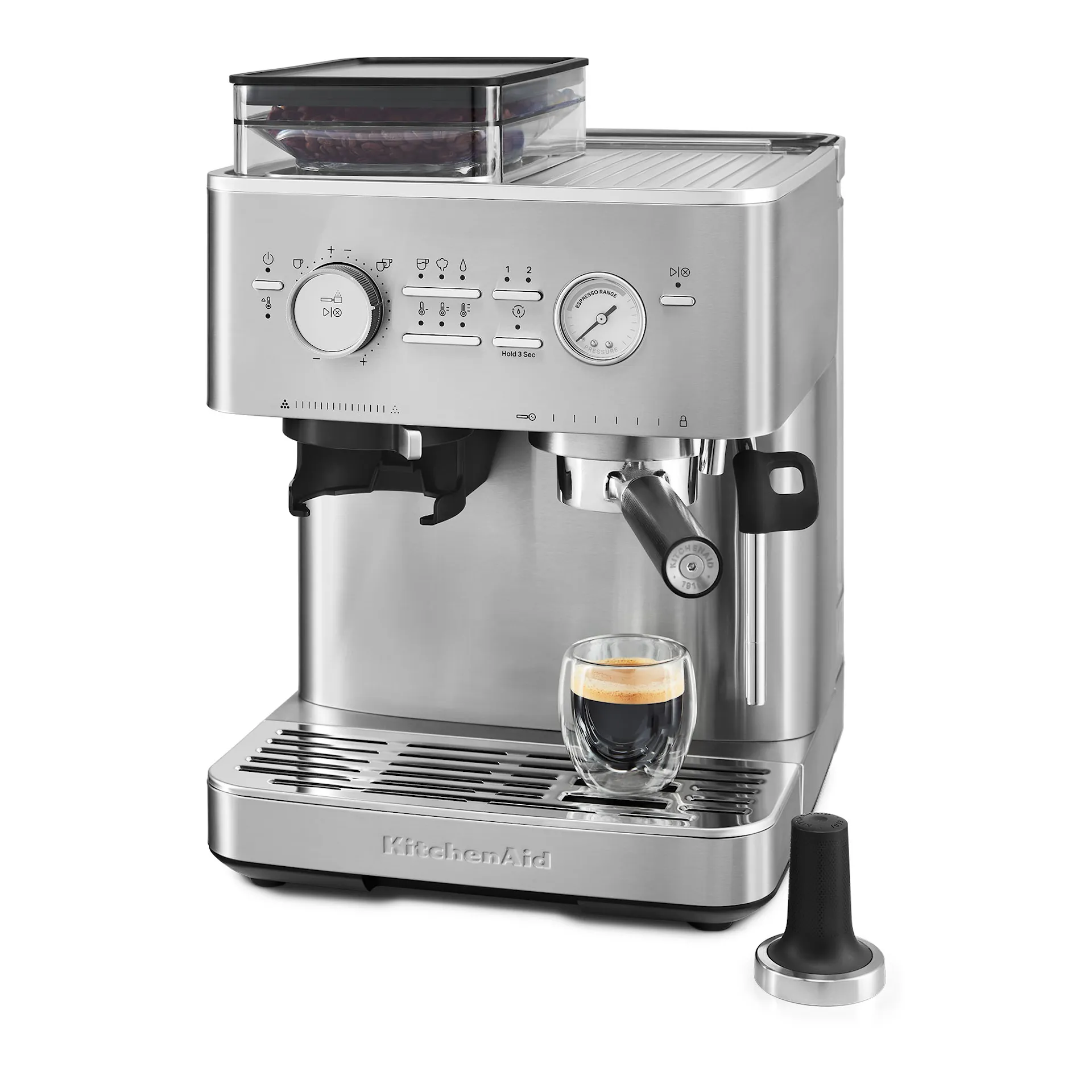 Halvautomatisk espressomaskin med kvarn rostfritt stål 5KES6551ESX - KitchenAid - NO GA