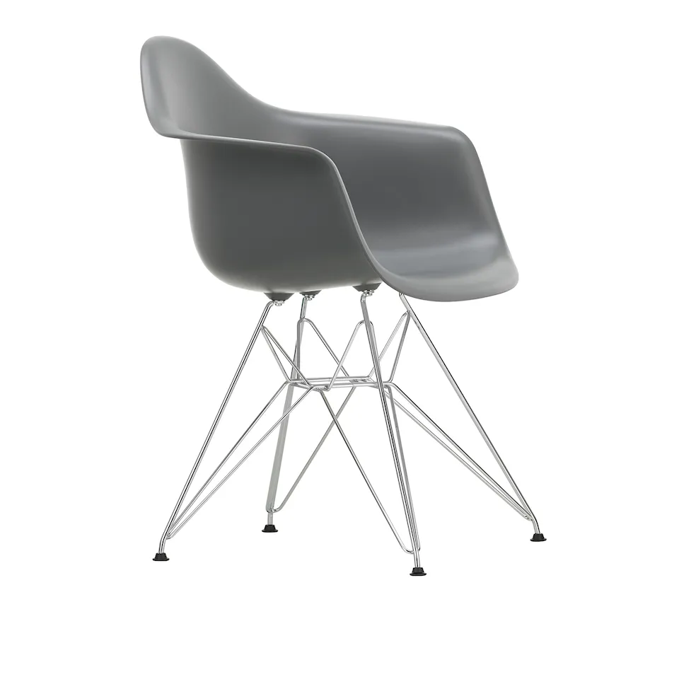 Eames Plastic Armchair DAR 56 Granite Grey Chrome Base