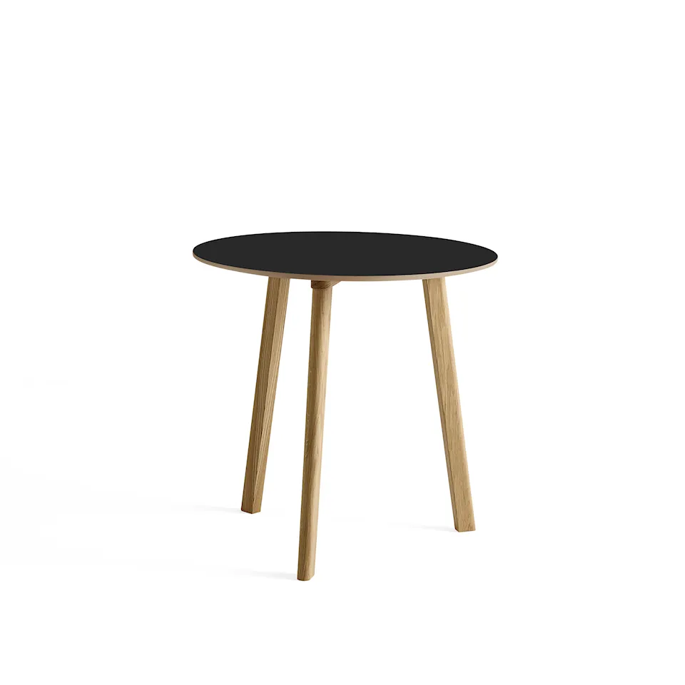 CPH Deux 220 2.0 Table Lacquered Oak Frame Ø75 X H73 Ink Black Top Lacquered Beech Edge