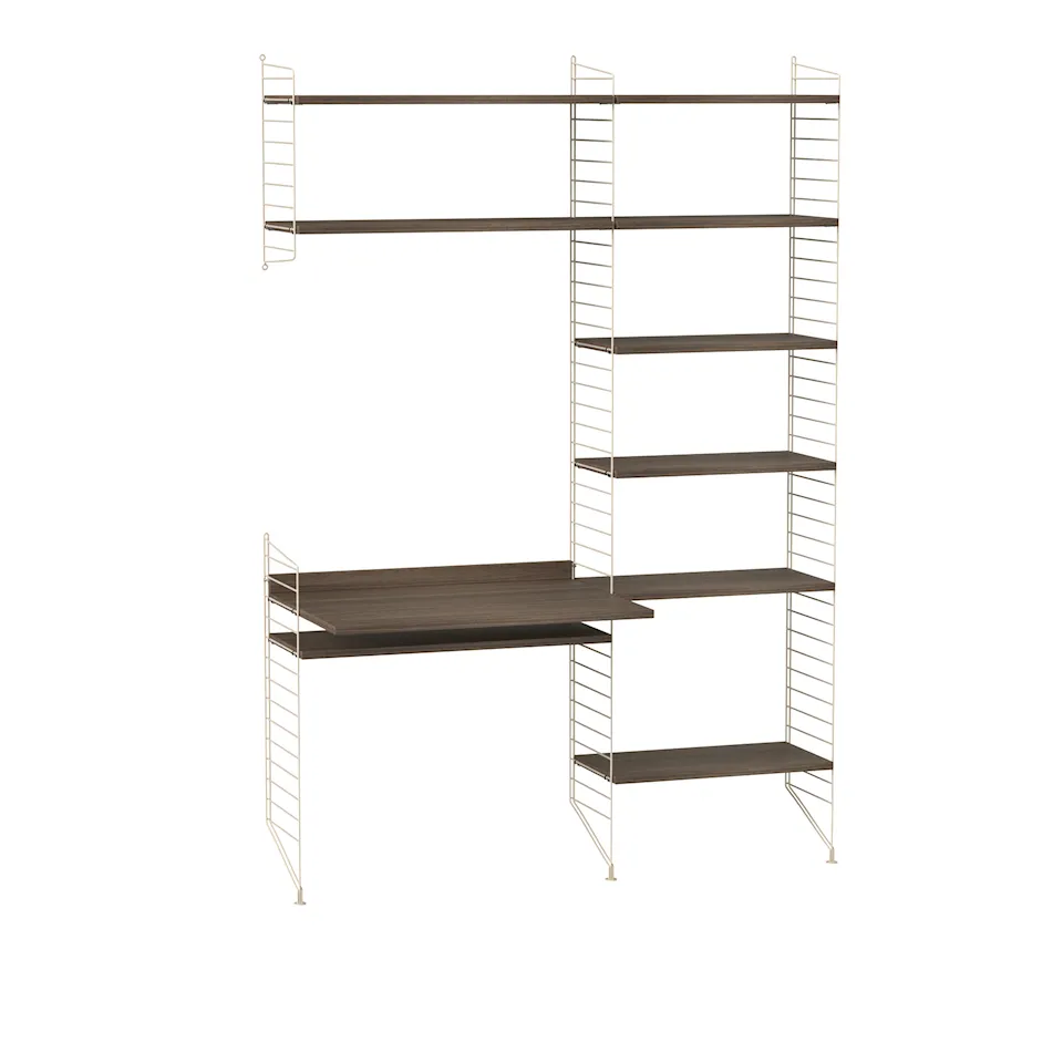Kontor hyllsystem G valnöt/beige