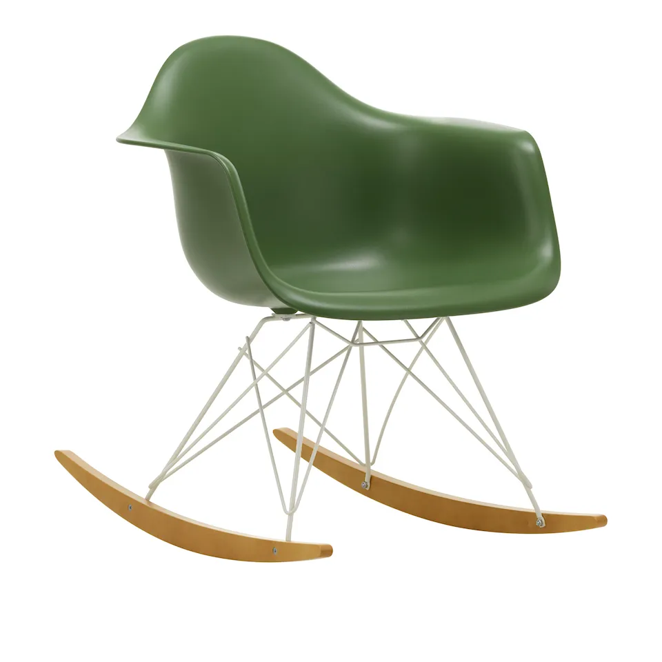 Eames Plastic Armchair RAR - 48 Forest - White Base - Golden Maple