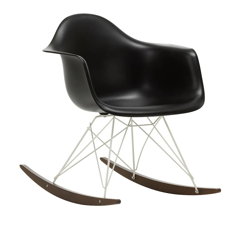 Eames Plastic Armchair RAR - 12 Deep Black - White Base - Dark Maple