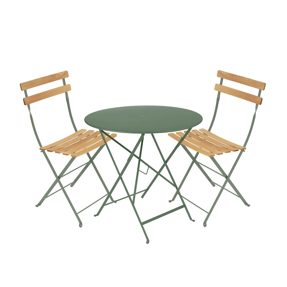 Bistro Matgrupp Bord Ø77 cm & 2 st Natural Chair