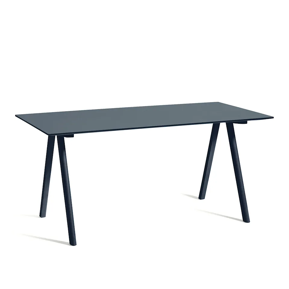 CPH10 2.0 Desk Deep Blue Lacquered Oak Frame L160 X W80 X H74 Smokey Blue Linoleum Top Deep Blue Lacquered Edge