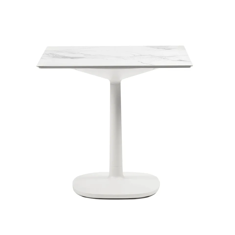 Multiplo Table 4063, White Marble Finish, Square: 78x78, Rounded: 25 cm