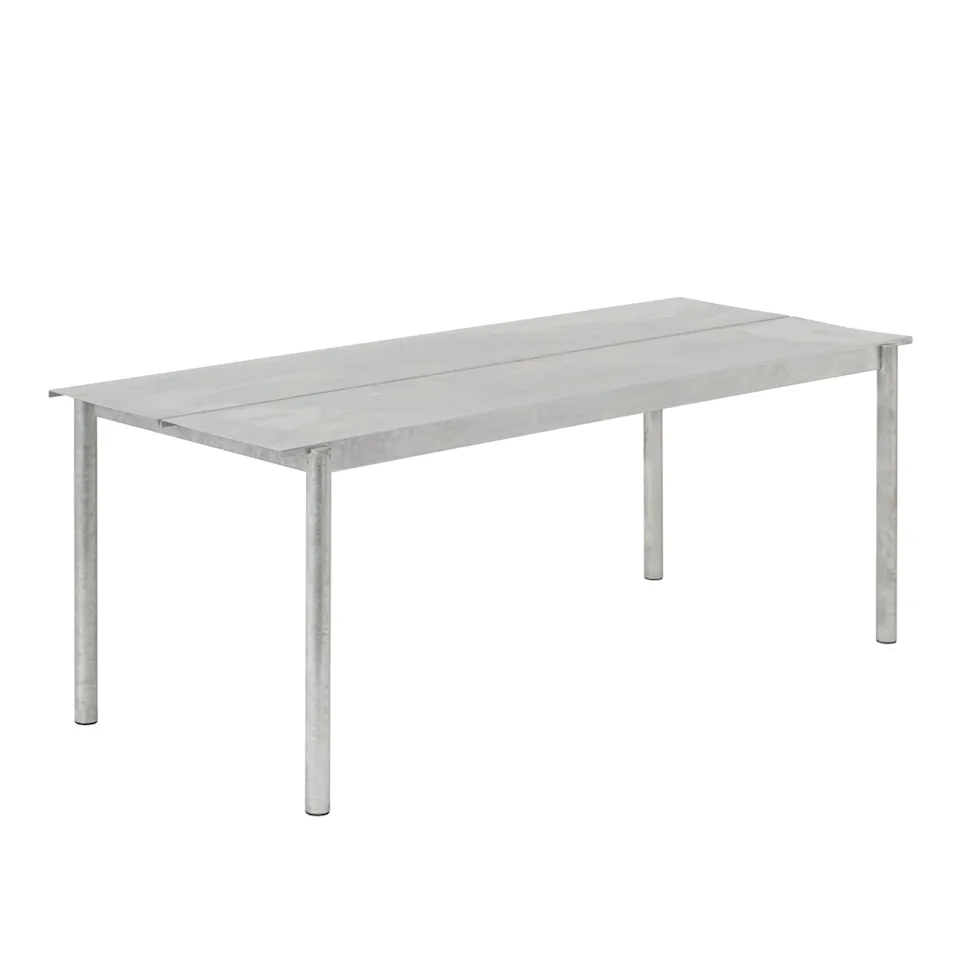 Linear steel table 200x75cm warm galvanized steel