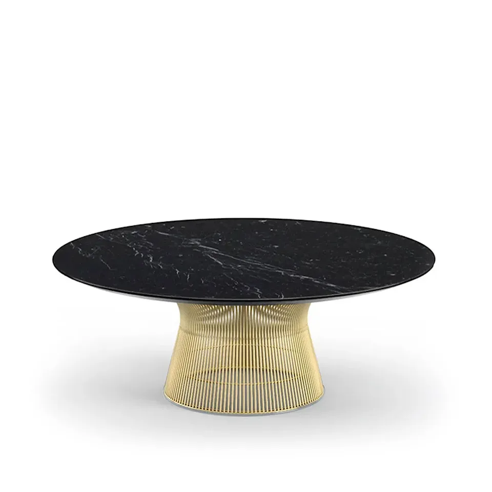 Platner Coffee Table - 18k guld, Ø 91,5 cm, skiva i svart Marquina marmor