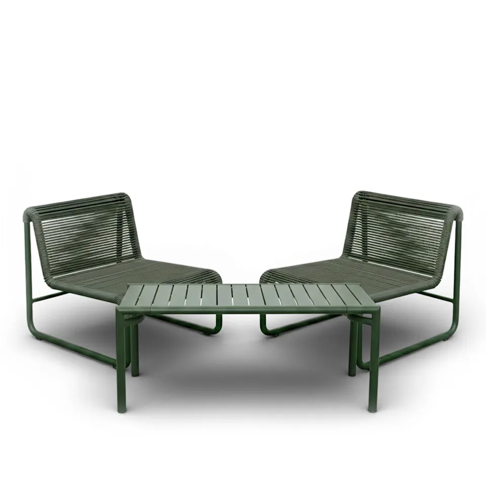 Bliss soffbord & Al Dente loungefåtöljer 2 st – Dark Green
