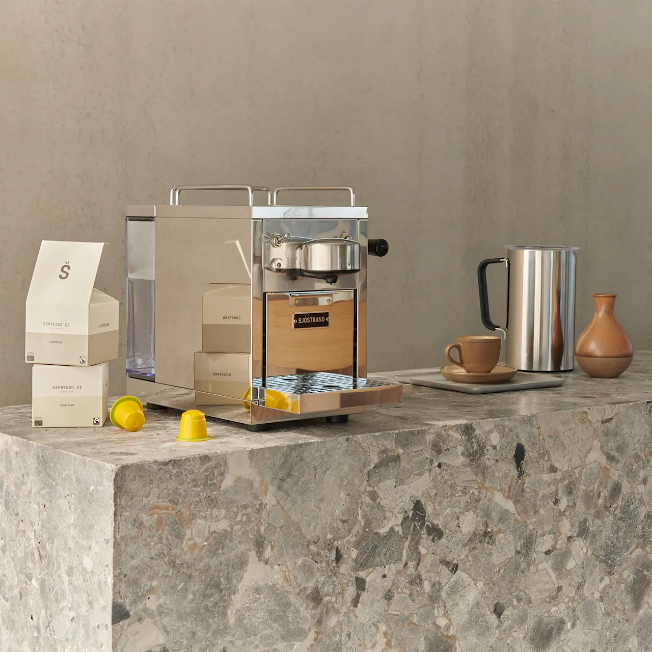 The Original Espresso Capsule Machine Rostfritt Stål + Milk Frother