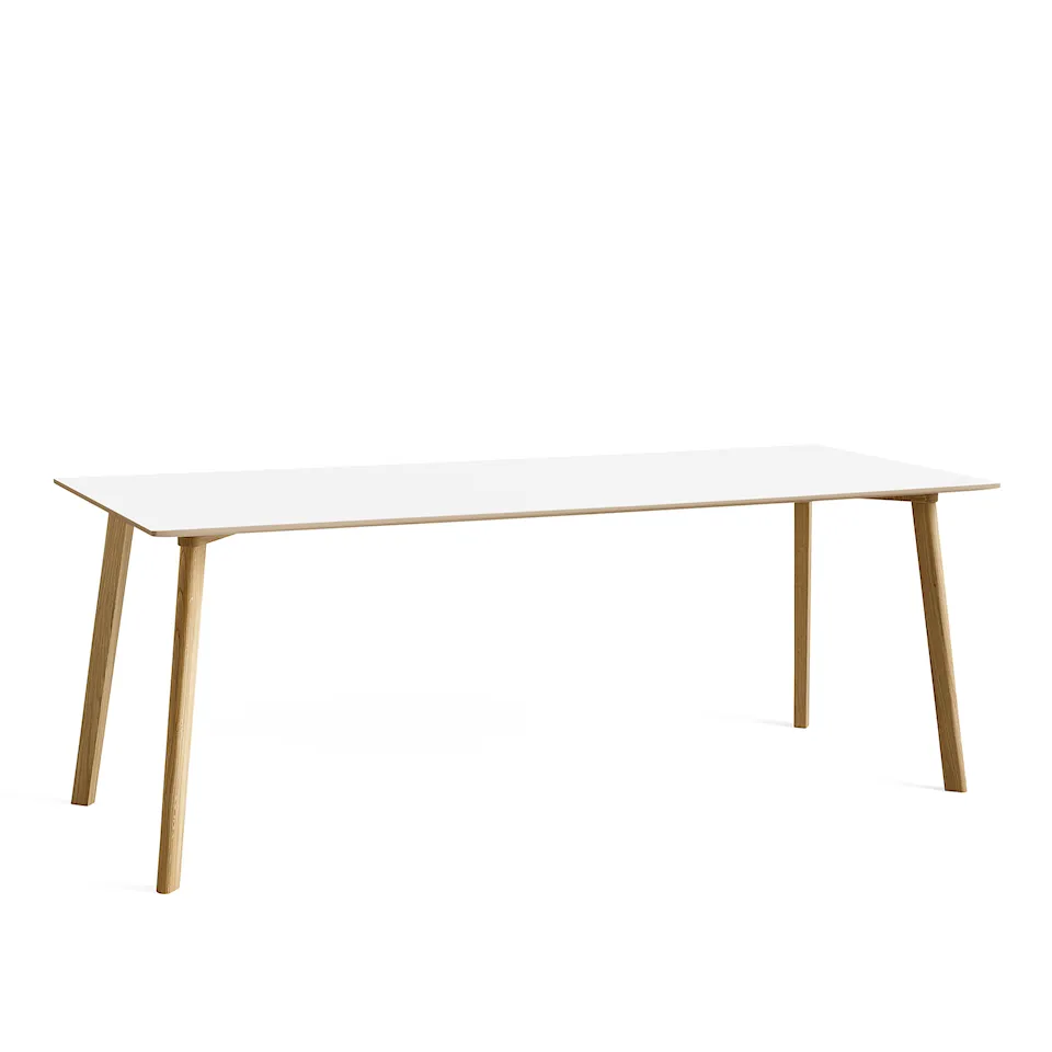 CPH Deux 210 2.0 Table Lacquered Oak Frame L200 X W75 X H73 Pearl White Top Lacquered Beech Edge