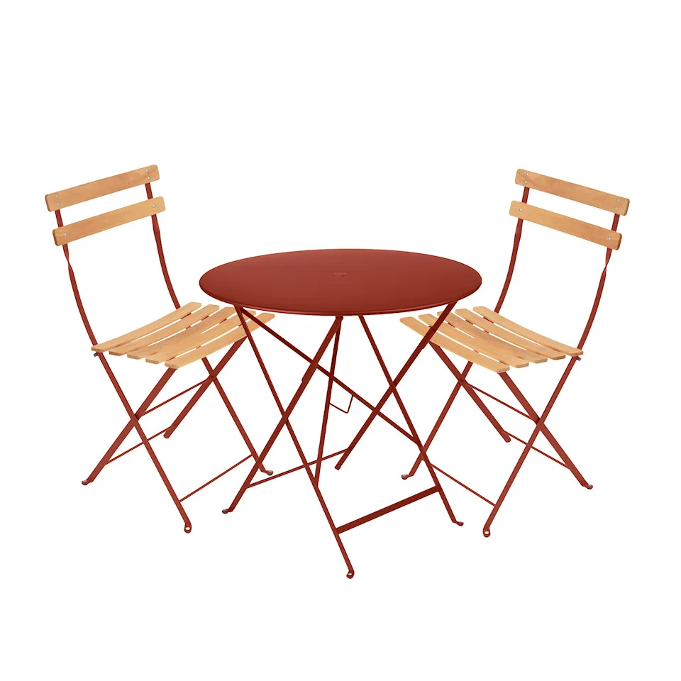 Bistro Matgrupp Bord Ø77 cm & 2 st Natural Chair
