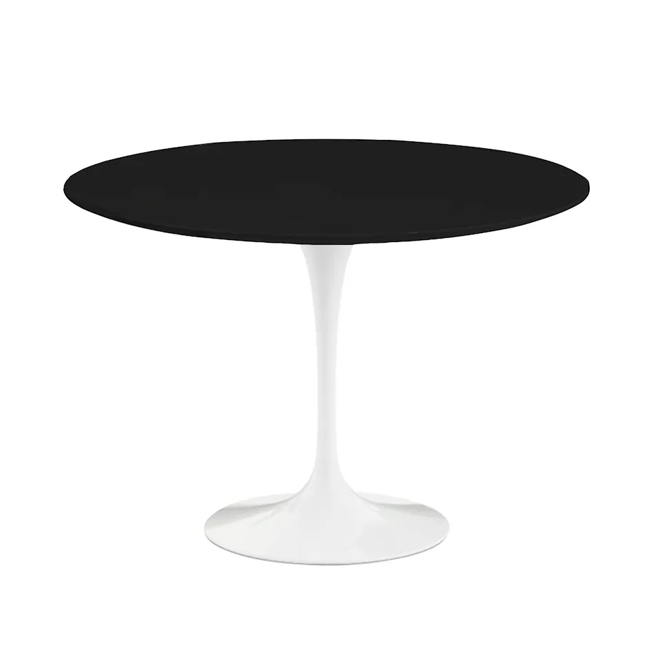 Saarinen Round Table - Matbord, Ø 107 cm, Vitt underrede, skiva i Svart laminat