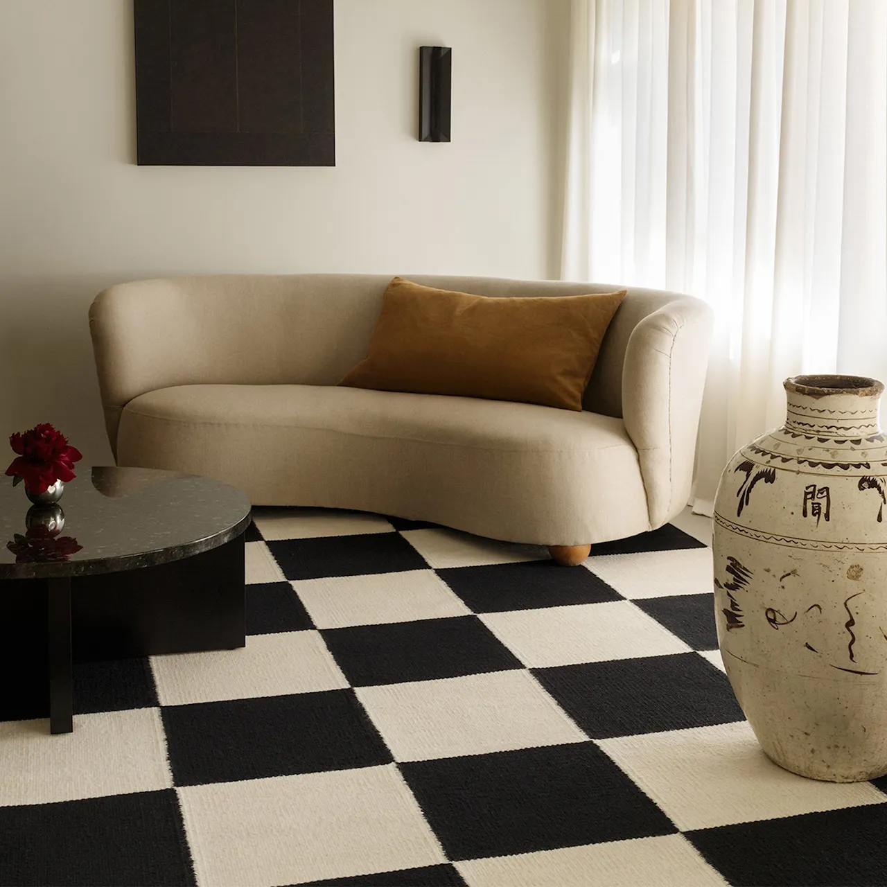 Square Black/Cream ullmatta