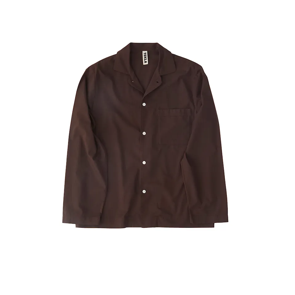 Poplin Pyjamas Shirt Coffee