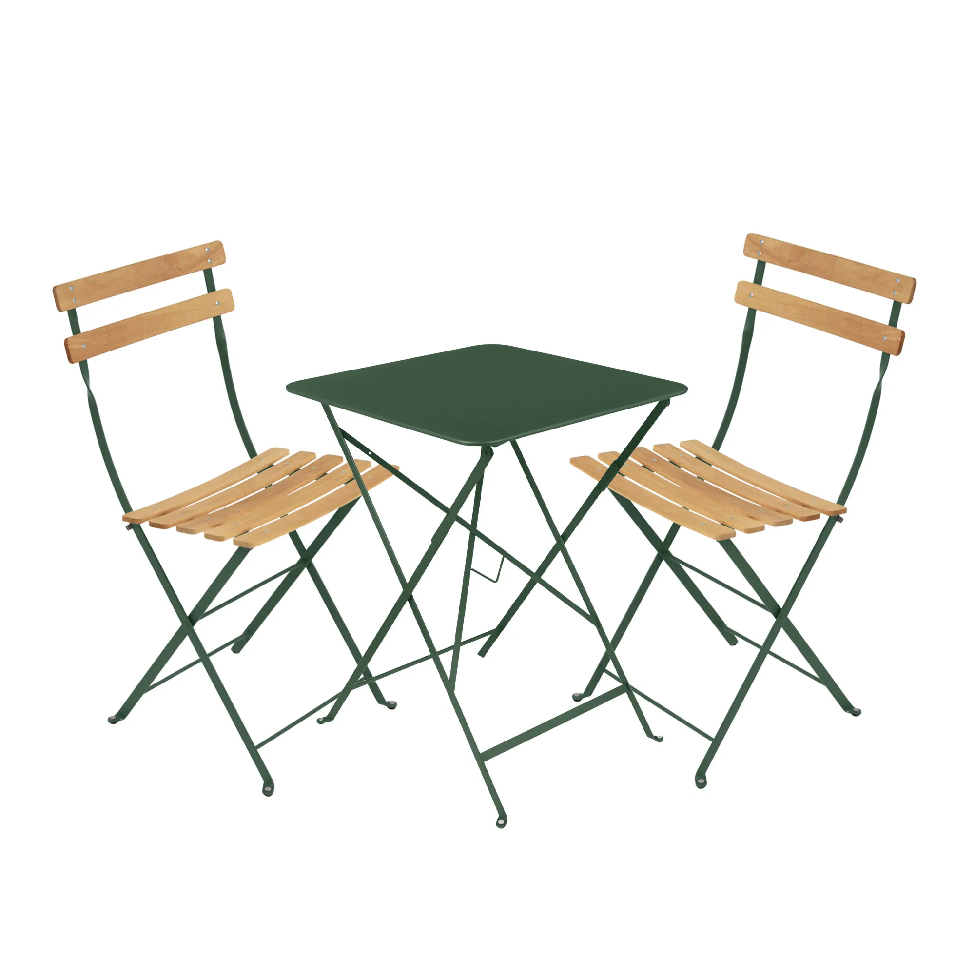 Bistro matgrupp bord 57cm & 2 trä stolar - 1