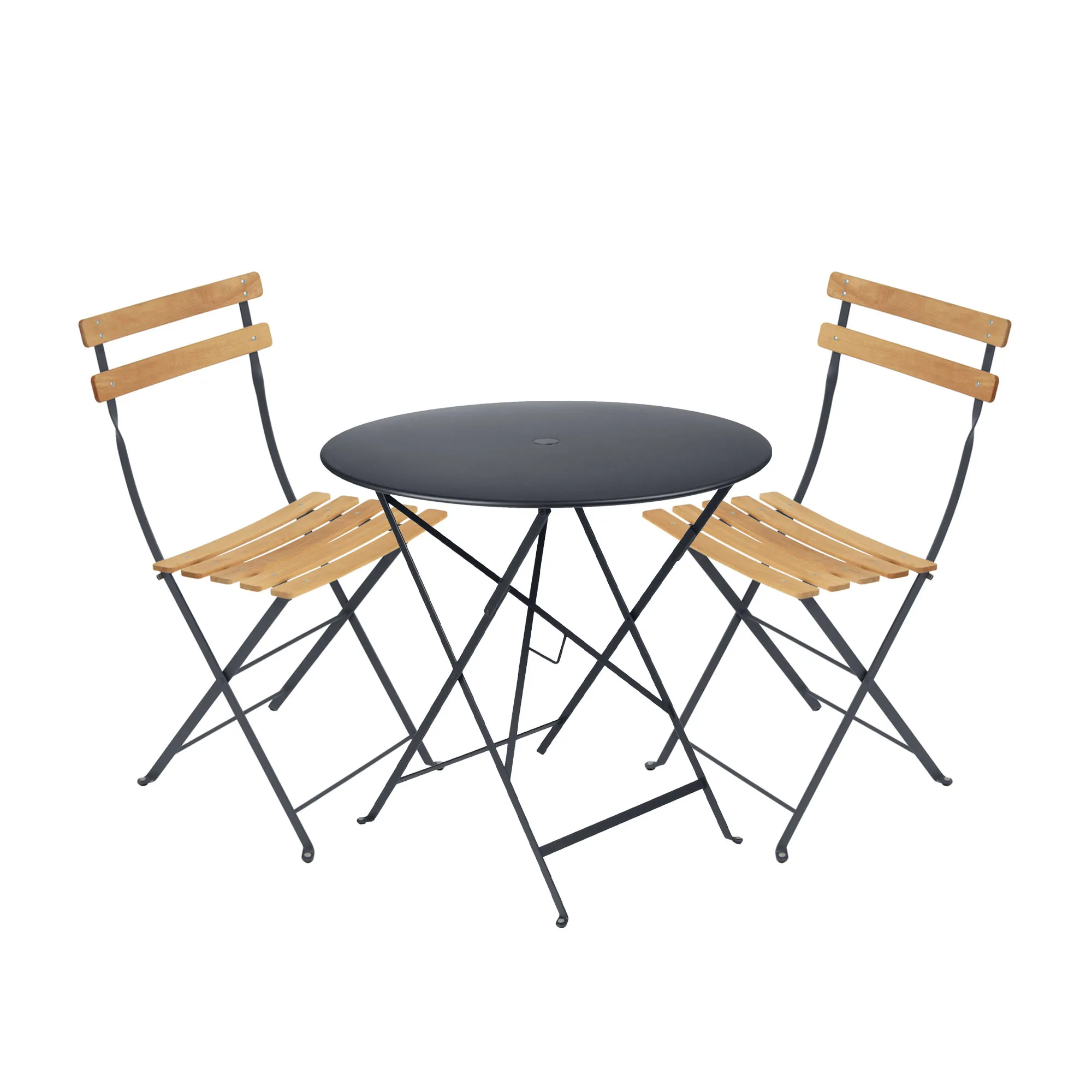 Bistro Matgrupp Bord Ø77 cm & 2 st Natural Chair - 1