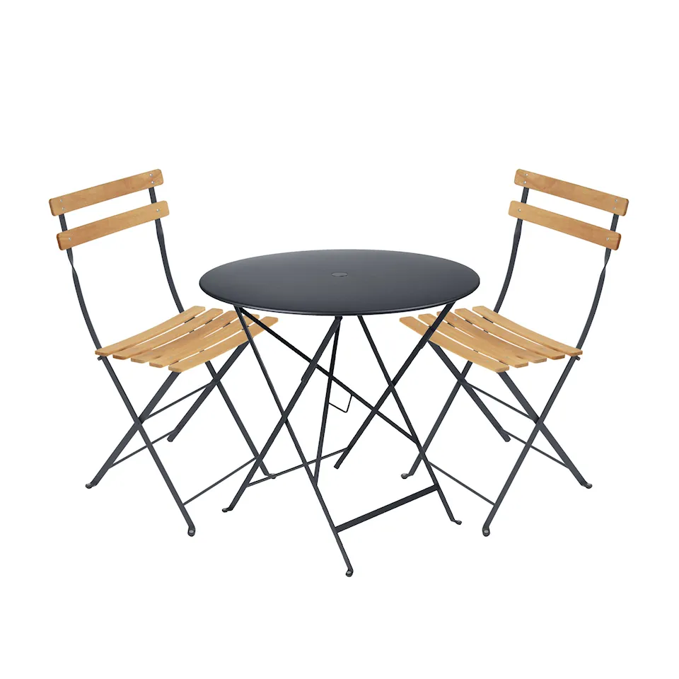 Bistro Matgrupp Bord Ø77 cm & 2 st Natural Chair