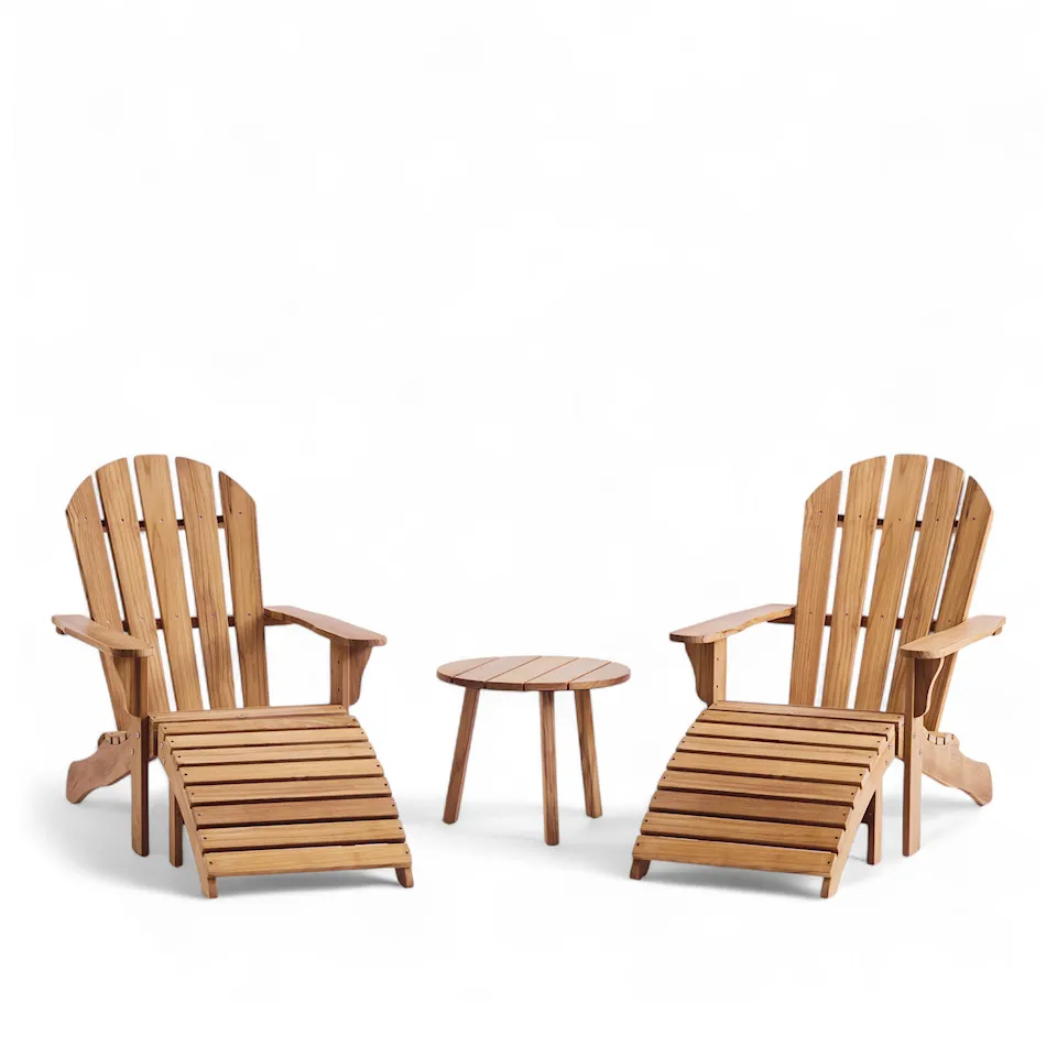 Midsummer round side table & 2 lounge chair with footstool