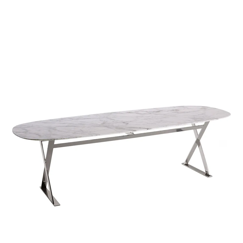 Pathos Elliptic bord 250, Bright chromed frame, Calacatta White Marble top