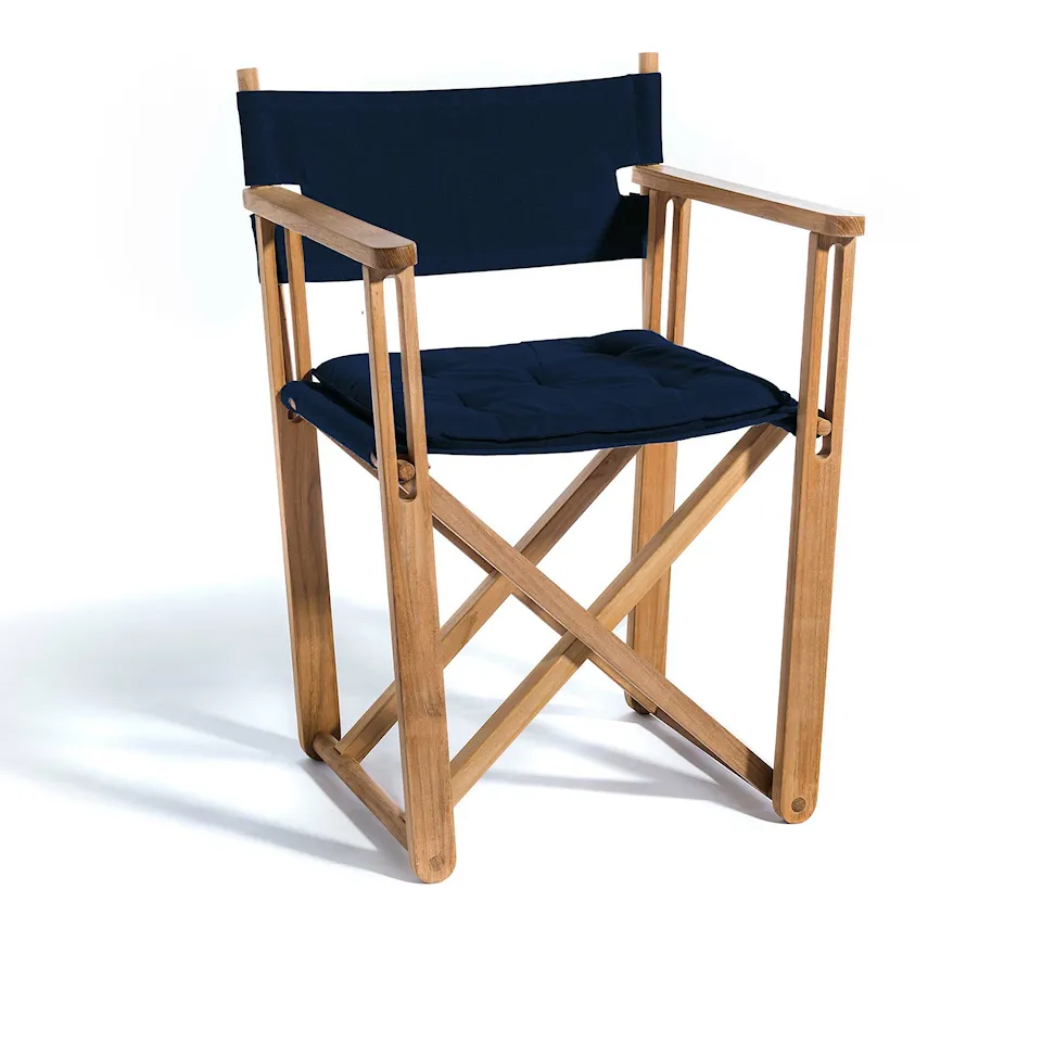 Kryss Dining Chair, Teak, Navy Blue Fabric