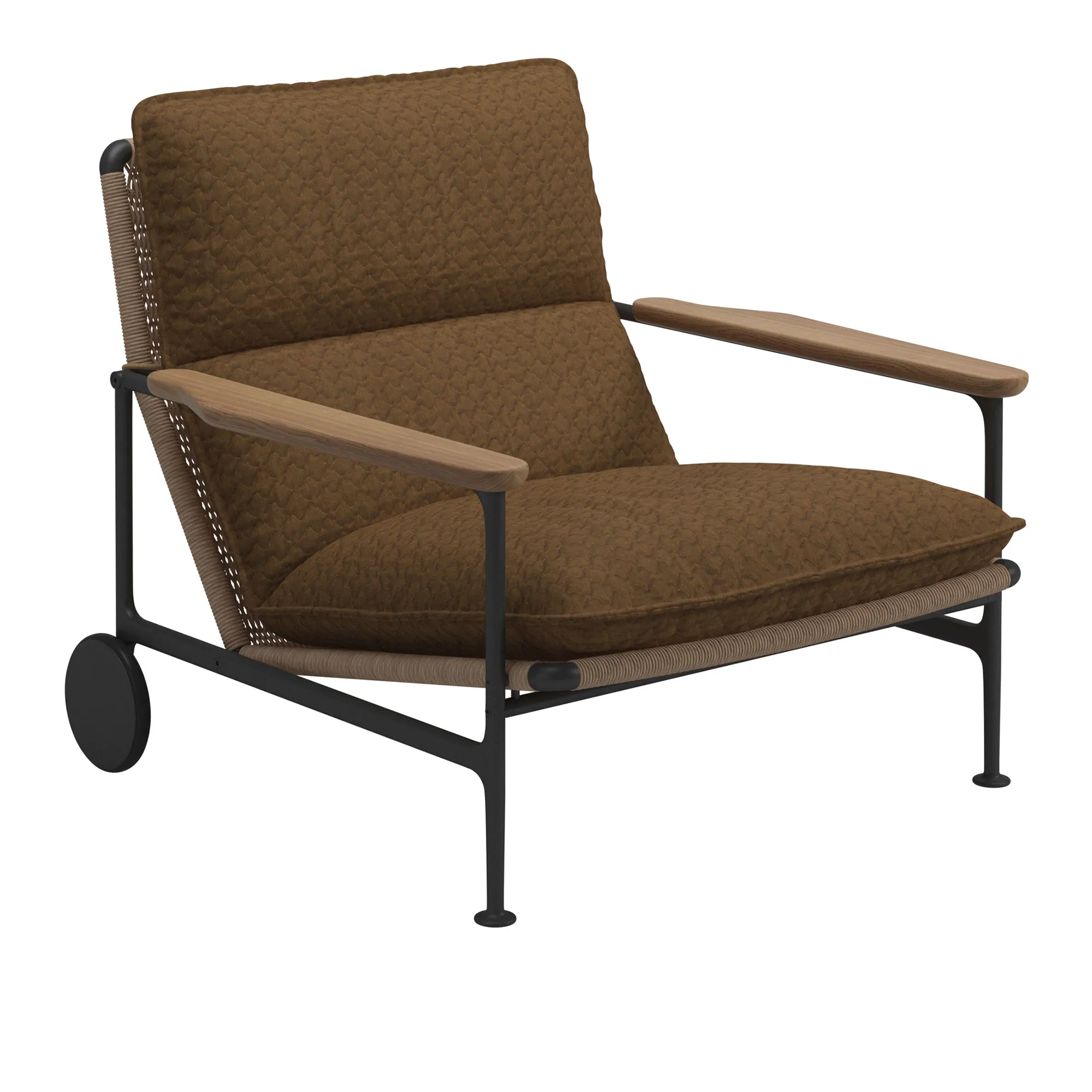 Zenith Lounge Chair with Teak Arms - Meteor - 1