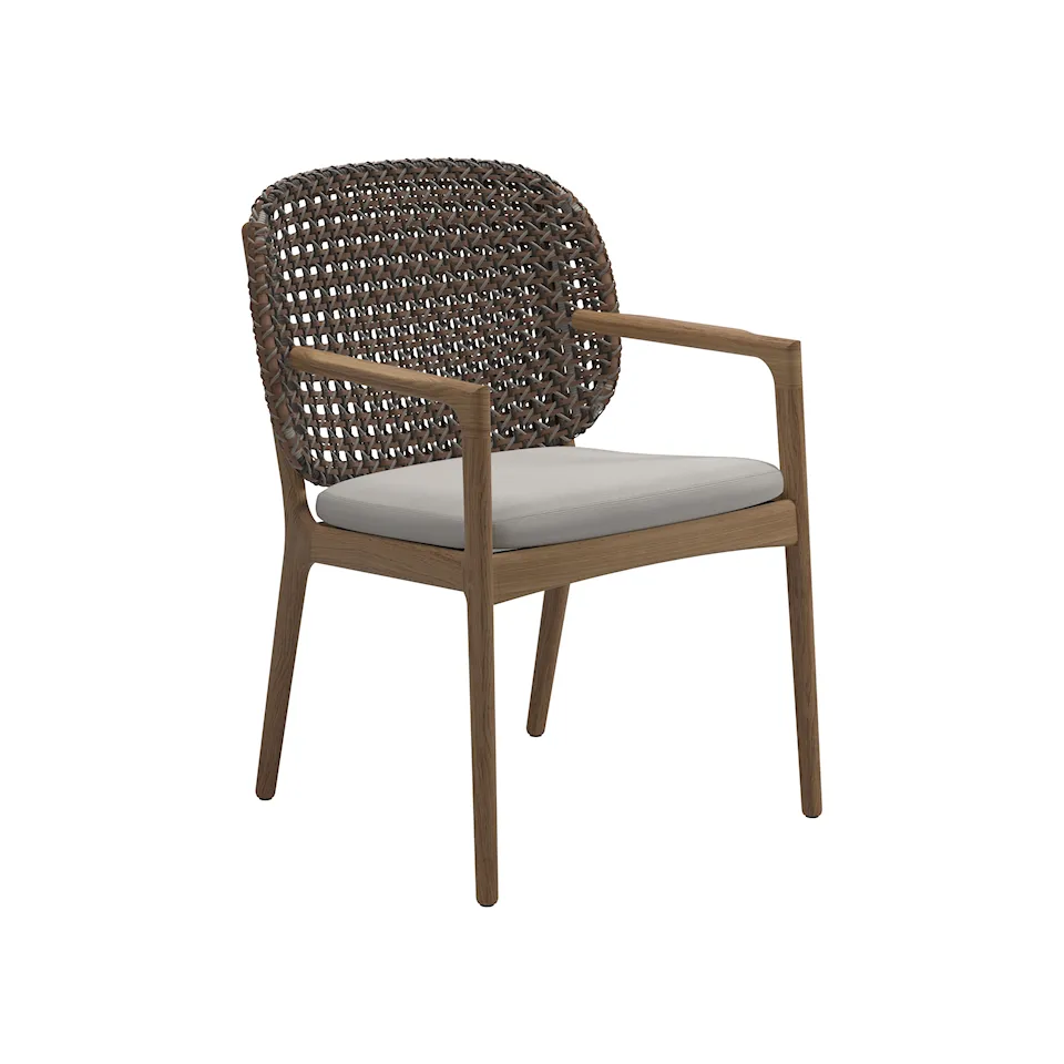 Kay Dining Chairs With Arms, Frame Brindle, Kat.B Blend Linen