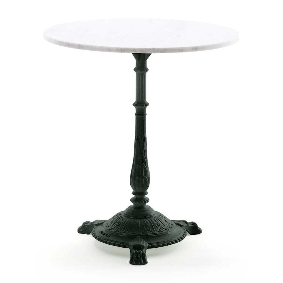 Classic Café Table White Carrara Marble / Black Lacquered Aluminum