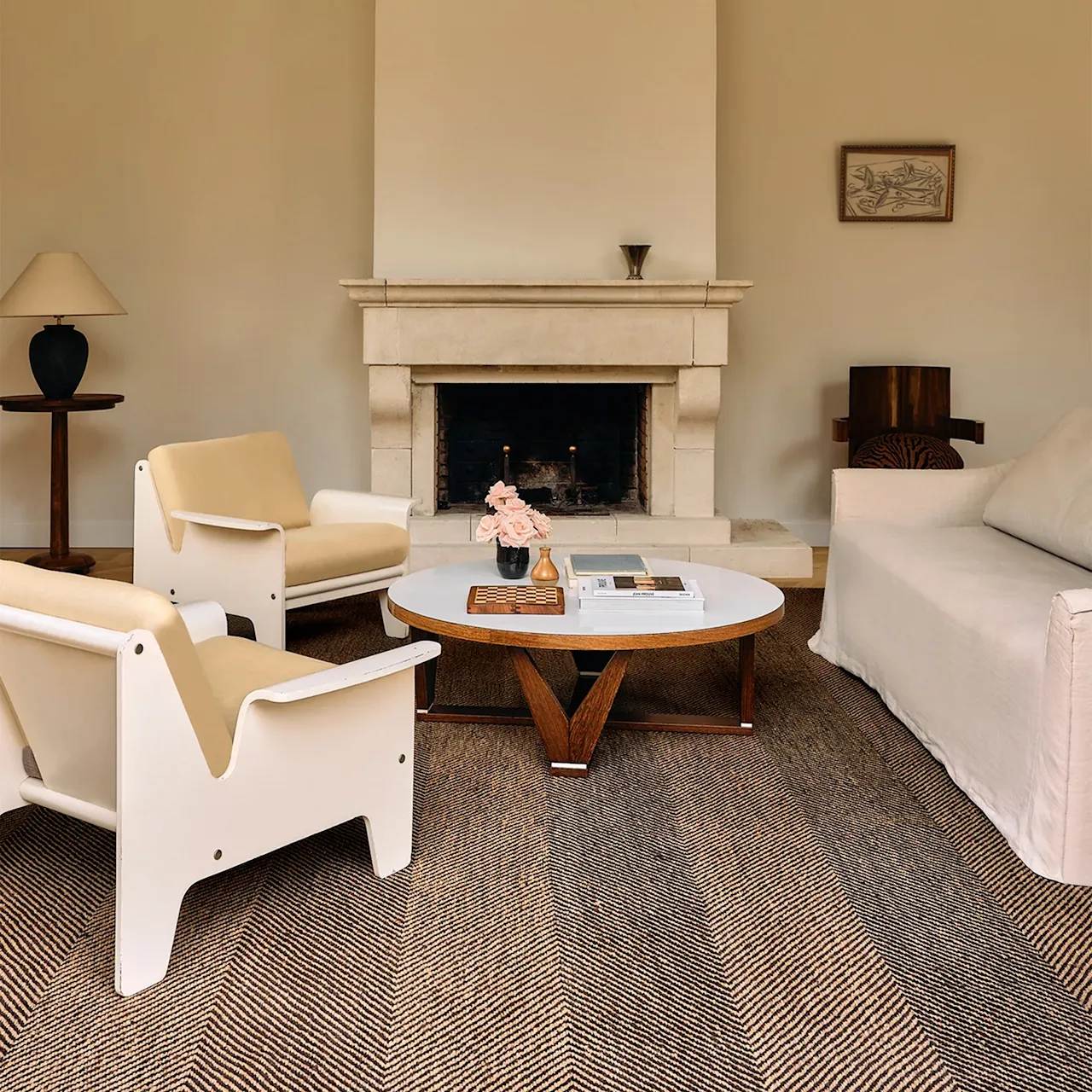 Jute Herringbone Natural/Black runner