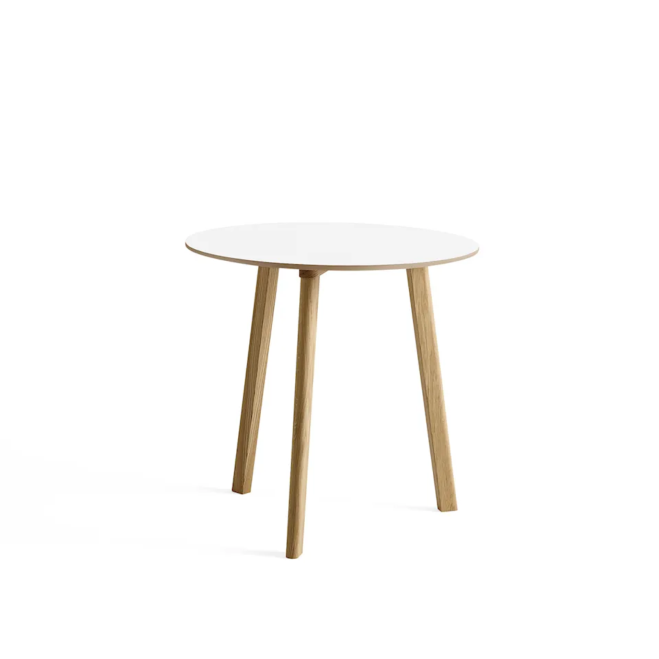 CPH Deux 220 2.0 Table Lacquered Oak Frame Ø75 X H73 Pearl White Top Lacquered Beech Edge