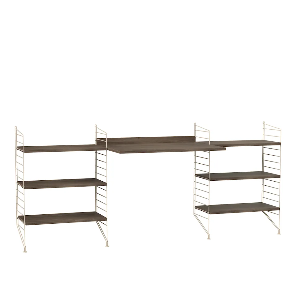 Kontor hyllsystem D valnöt/beige