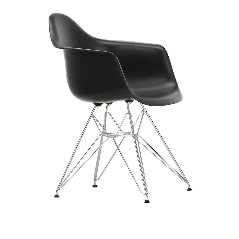 Eames Plastic Armchair DAR 12 Deep Black Chrome Base