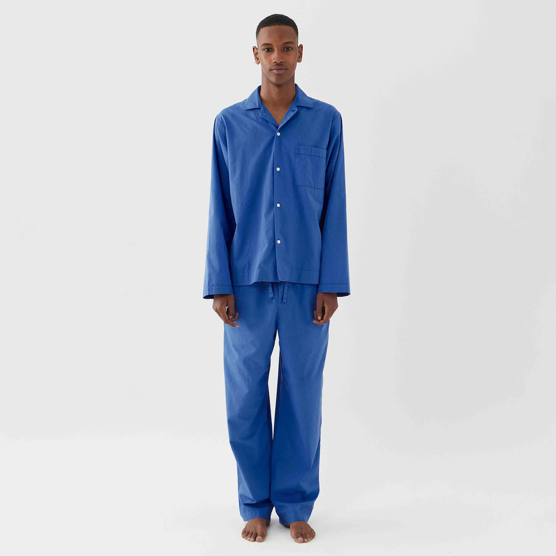 Poplin Pyjamas Shirt Royal Blue - TEKLA - NO GA