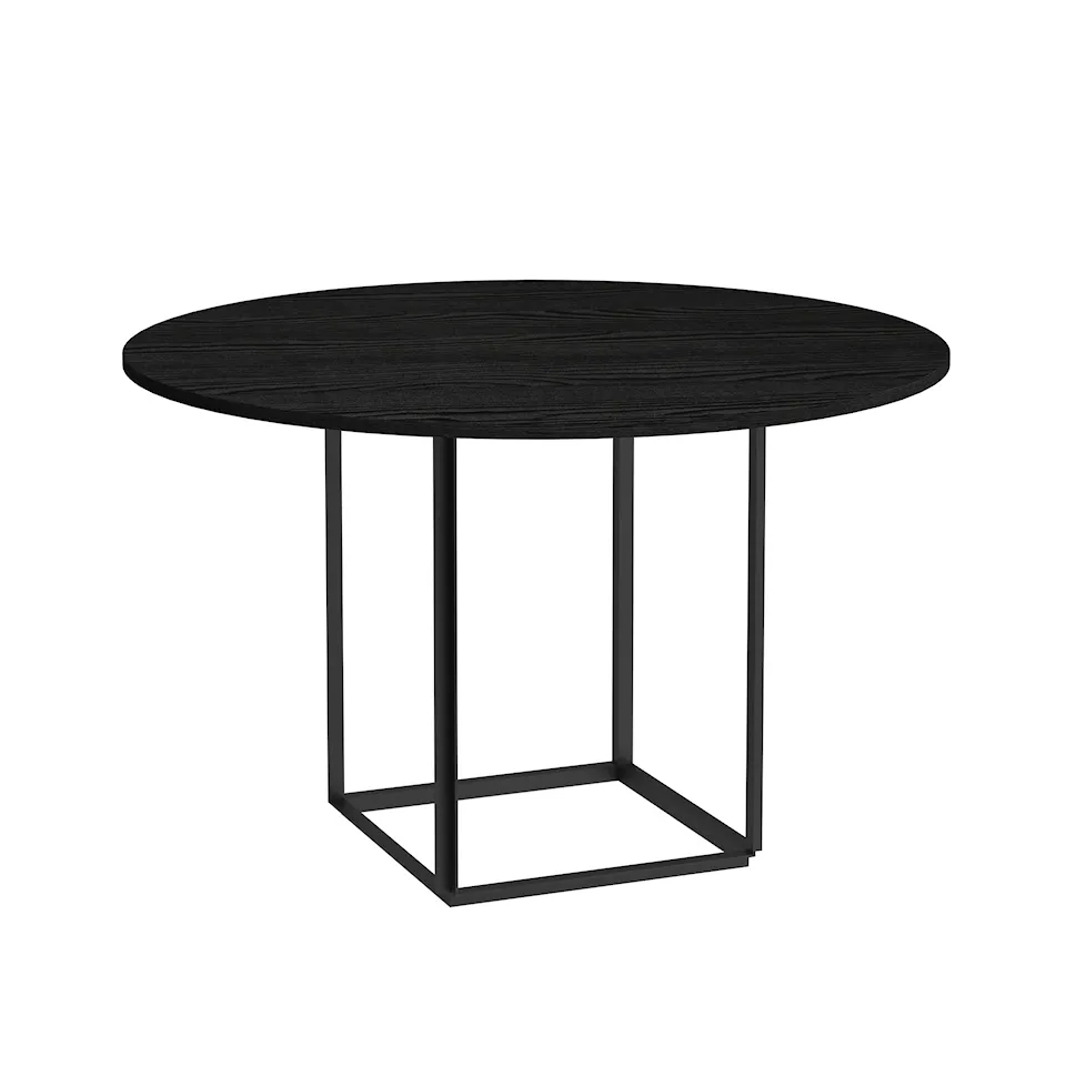 Florence Dining Table - Ø120, Skiva: Trä - Svartbetsad Ask, Underrede: Svart