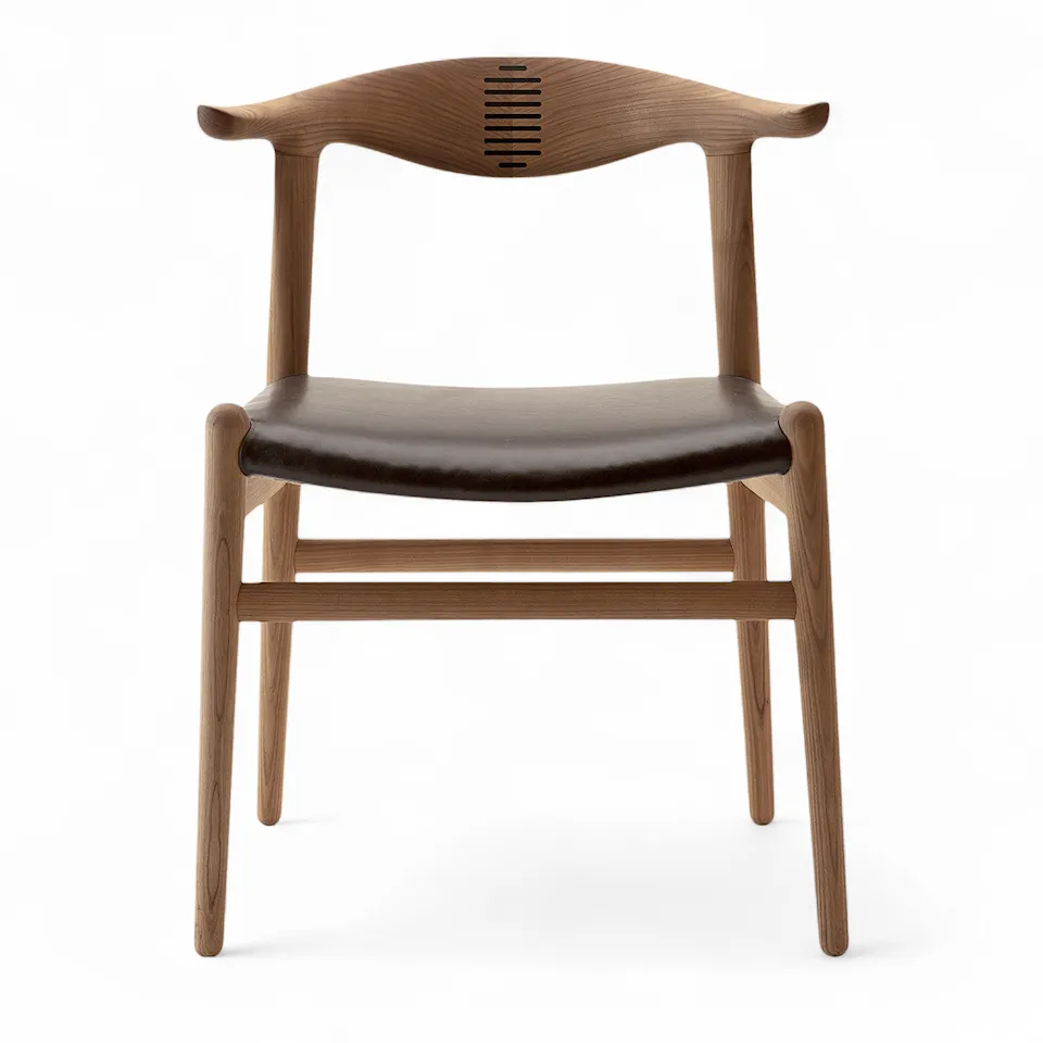 PP505 Cow Horn Chair lädersits matstol