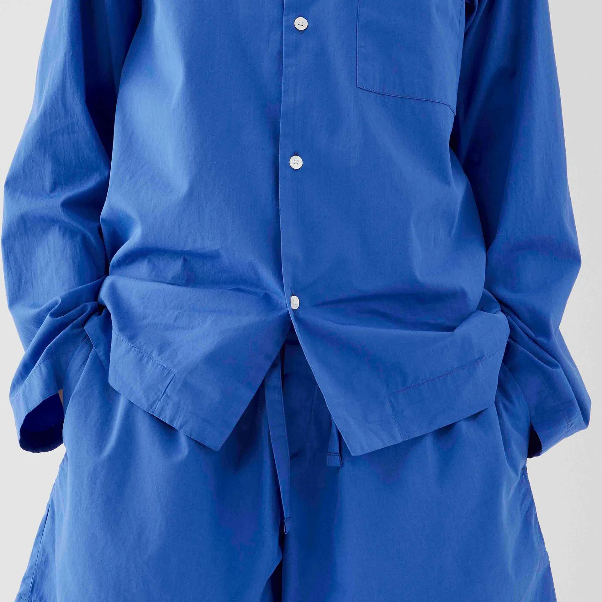 Poplin Pyjamas Shirt Royal Blue - TEKLA - NO GA