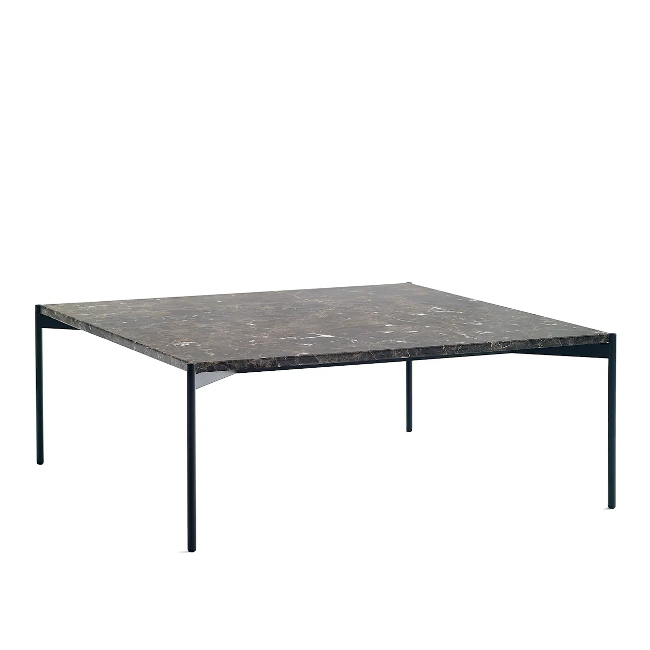 Plateau Table 90x90, Emperador Dark Marble Top Black Standard Legs